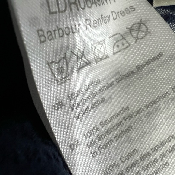 Barbour Renfew dress US 6 blue/white plaid 100% cotton A-line casual 3/4 slv - Picture 8 of 8